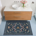 Dark Blue 2x3 Small Rugs for Bathroom Non Slip, Washable Vintage Boho Insect by HazoHaus