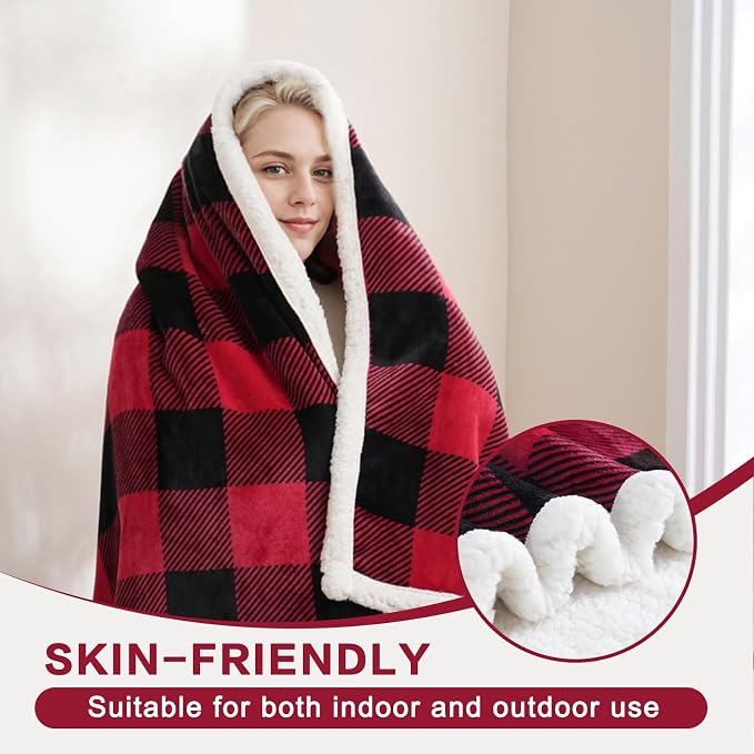PU MEI Sherpa Fleece Throw Blanket 80" x 90" Reversible Plush Fluffy Large Big - Image 6