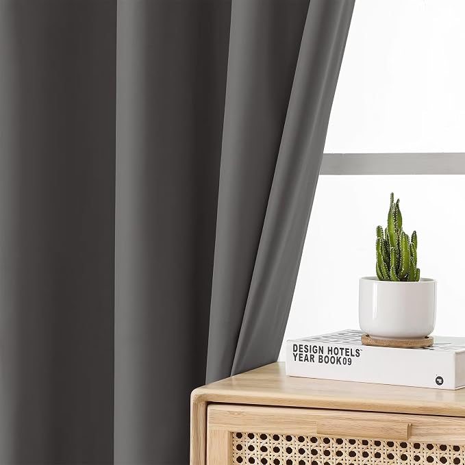 Joydeco Dark Grey Blackout Curtains 120 Inches Long, Extra Long Grey Curtains - Image 2