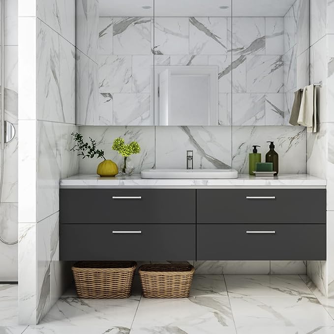 Ravinte 3 Pack Brushed Nickel Kitchen Cabinet Handles 8-4/5 Inch Cabinet Pulls Square Kitchen Hardware for Cabinet Drawer Pulls Drawer Handles Come with Screwdriver