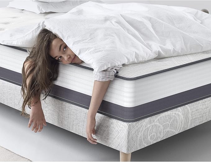 Coolvie Twin XL Mattress 10 Inch Twin XL Hybrid Mattress, Low Motion Transfer & Breathable Bed Mttresses in A Box, Built in Pocketed Coils and Gel Memory Foam Layer, Avaliable in Adjustable Bed