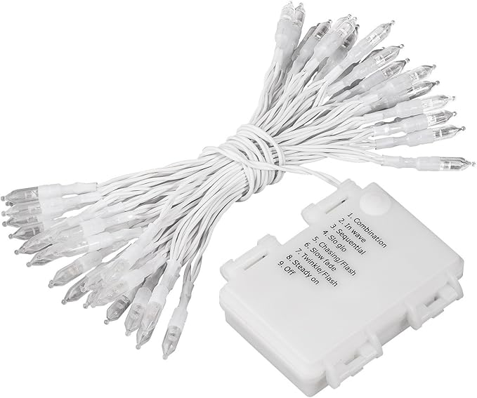 Battery Operated Christmas Lights - 16ft 50 LED String Lights with Timer, Waterproof, Warm White, 2 Pack for Indoor/Outdoor Wedding Party, Home, Garden