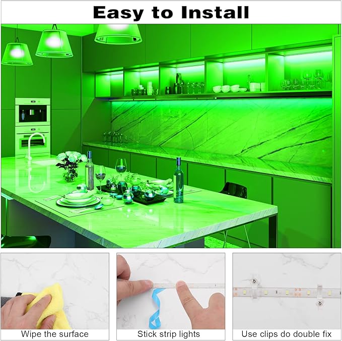 iNextStation 12V LED Light Strip IP65 Waterproof Green LED Strip Lights 16.4ft/5m Cuttable 300 SMD 2835 LED Tape Flexible Led Lights for Bedroom Outdoor Indoor Decor (Power Adapter not Included)