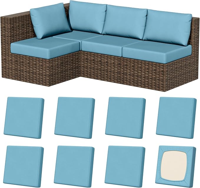 8Pcs Outdoor Cushion Covers, Stretch Patio Furniture Couch Chair Slipcovers | by VORSHAPE
