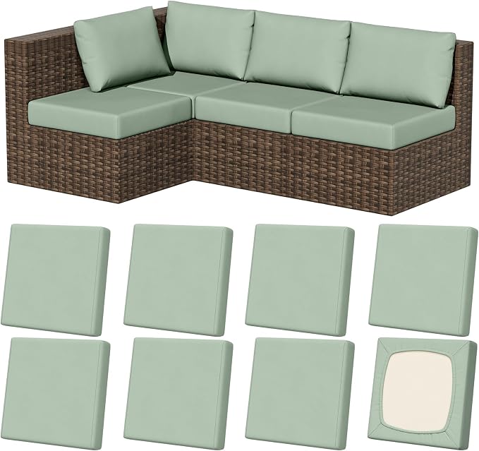8Pcs Outdoor Cushion Covers, Stretch Patio Furniture Couch Chair Slipcovers | by VORSHAPE