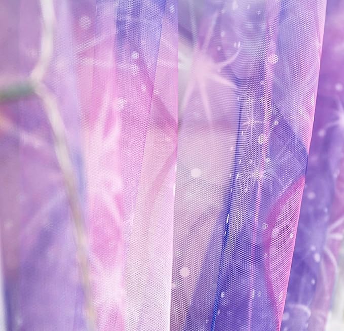 Mengersi Tie Dye Canopy Bed Curtains with Lights,Gradient Ombre Bed Canopy for Girls,Canopy for Bed Princess Bed Drapes for Girls Room Decor(Full,Purple)