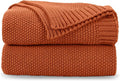 CozeCube Burnt Orange Seed Stitch Throw Blanket 50"x60", Farmhouse Decor | by CozeCube