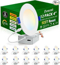 zouzai 12 Pack 4 Inch 5CCT Reset 6000k/5000k/4000k/3000k/2700k Ultra-Thin LED Recessed Ceiling Light with Junction Box, 9W Eqv 80W, Dimmable, led can Lights - ETL and Energy Star Certified