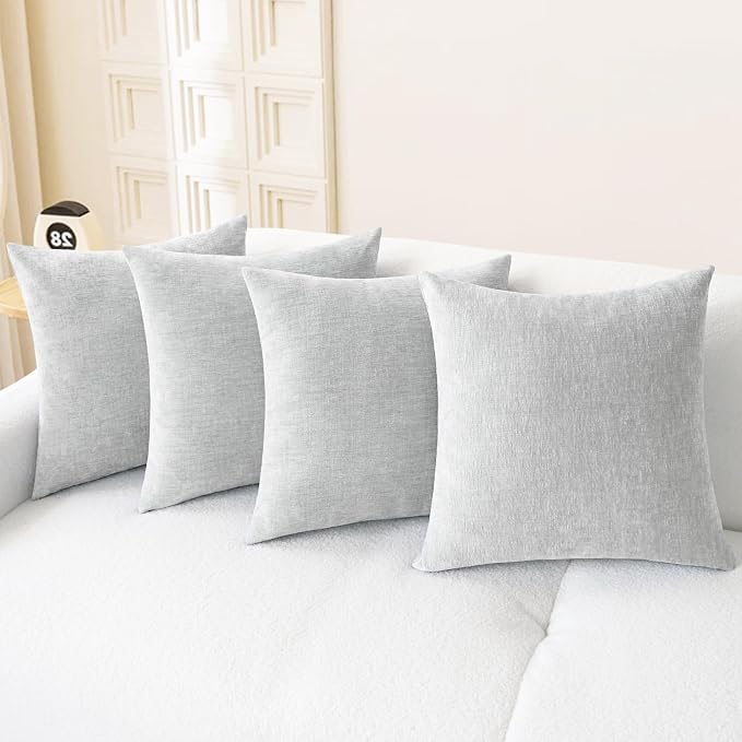 CaliTime Decorative Throw Pillow Covers 18 X 18 Inches Moonbeam Gray | Pack of 4 by CaliTime
