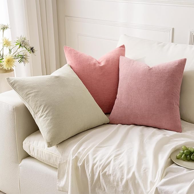 MIULEE Coral Red Chenille Couch Throw Pillow Covers, 18x18 | Set of 2, Soft - Image 5