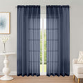 Sheer Curtains 84 Inches Long 2 Panels Set, Sheer Navy Blue Curtains by OWENIE