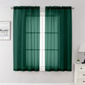 Hunter Green Sheer Curtains 63 Inch Length 2 Panels Set, Voile Solid Window by Lecloud