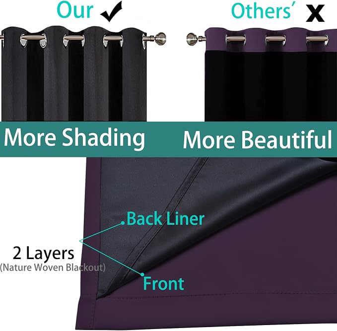 Yakamok Purple 100% Blackout Curtains 84 Inches Long - Image 5