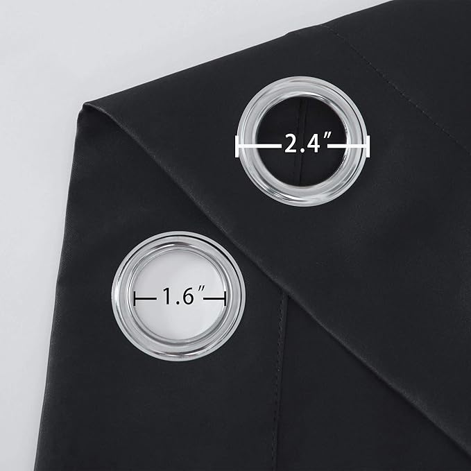 Black Blackout Curtains 52 x 63 Inch Length/Set of 2 Curtain Panels/Thermal - Image 5