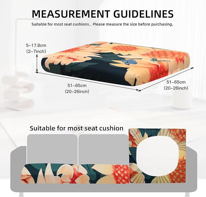 8Pcs Outdoor Cushion Covers, Elastic Patio Cushion Covers | Washable, - Image 2