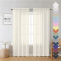 Ivory Sheer Curtain Panels 72 Inch Length, Light Filtering Window Curtain by Lecloud