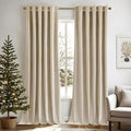 MIULEE Velvet Curtains 52x90 inches 2 Panels Beige Blackout Curtains | Luxury by MIULEE
