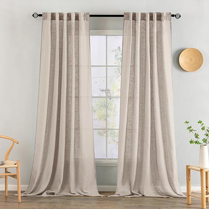 MIULEE Natural Linen Curtains 52x108 Inch 2 Panels by MIULEE