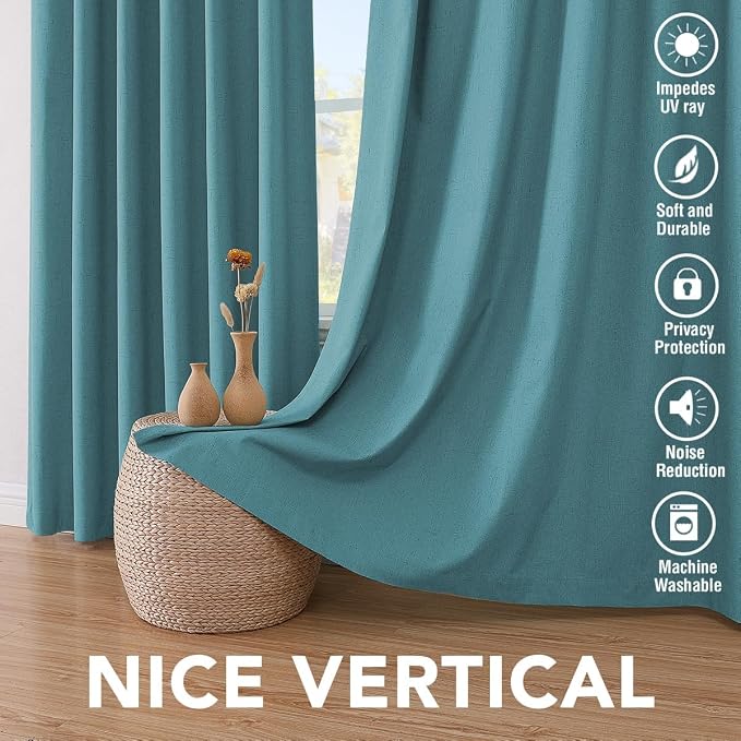 H.VERSAILTEX Blackout Curtains Linen Curtains 120 inches Long 100% Black Out - Image 7