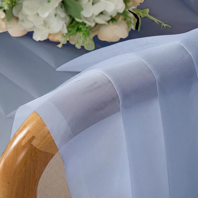 Denim Blue Sheer Curtains 54 Inch Length 2 Panels, Voile Light Filtering - Image 8