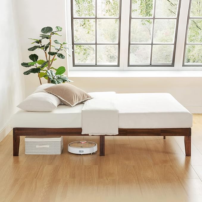 Mellow Naturalista Classic 12-Inch Solid Wood Platform Bed | Wooden Slats, No Box Spring Needed, Easy Assembly | Full, Espresso