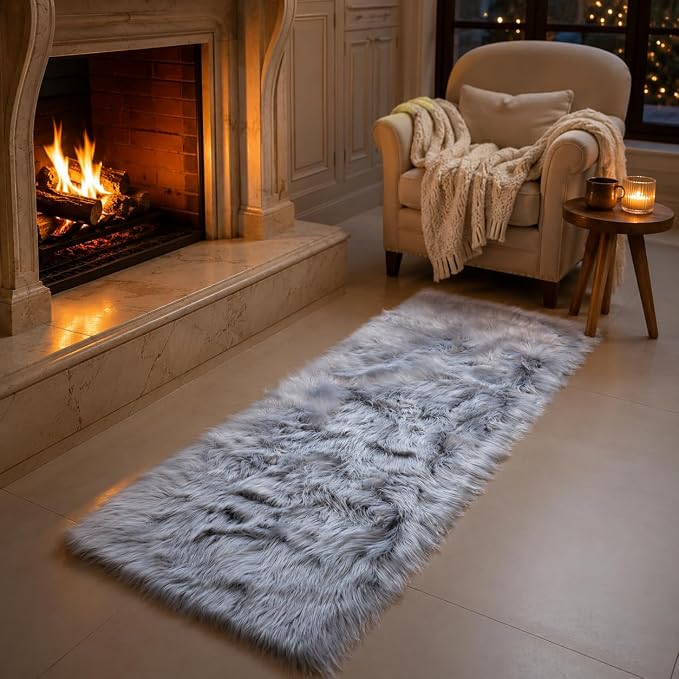 EasyJoy Faux Sheepskin Rug, Fluffy Faux Fur Rug, Ultra Soft Shag Area Rug - Image 3