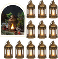 LLQ 12Pcs Mini Lantern with LED Tea Light, Garden Fairy Party Decorations, Battery Included, Vintage Lanterns Decorative, Hanging Candle Lanterns for Halloween Christmas Wedding Table Centerpiece