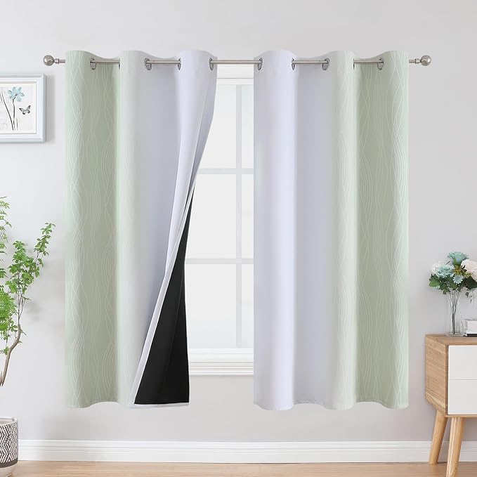 Sage Green and Greyish White Ombre Blackout Curtains by ESTELARTEXTILER