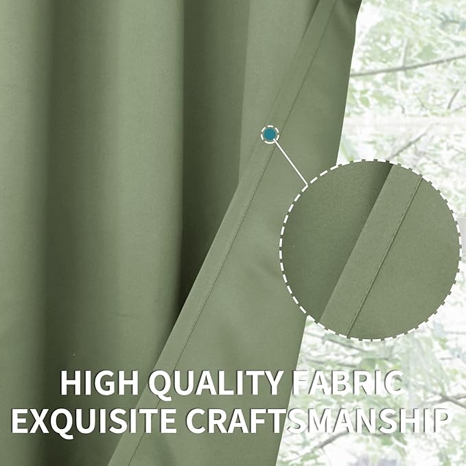 BGment Room Darkening Curtains 45 Inches Long - Grommet Thermal Insulated Drapes Window Treatment Curtains for Bedroom, 2 Panels, 52 x 45 Inch, Grass Green