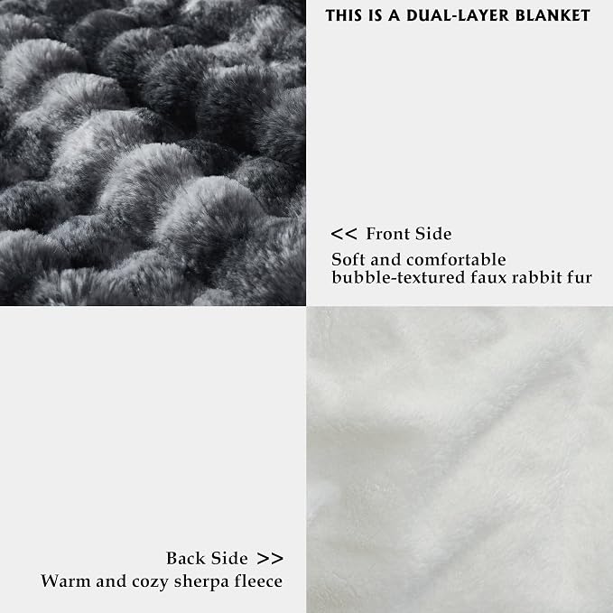 50x60 Inches Ultra-Soft Fuzzy Faux Fur Plush Throw Blanket - Image 3