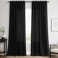 Black Linen Curtains 90 Inches Long by Nanspring