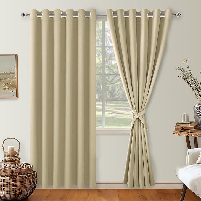 Blackout Curtains for Bedroom, Light Beige, 70 x 84 Inch, 2 Panels | Thermal - Image 8