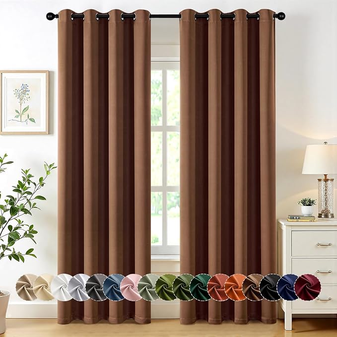 MIULEE Blackout Curtains for Bedroom 2 Panels 50 x 84 Inch Long Mocha Brown | by MIULEE