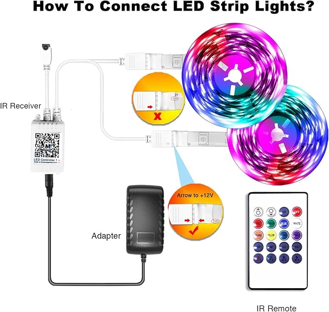 PHOPOLLO Bluetooth Led Strip Lights 100ft (2 Rolls of 50ft), RGB Color Changing LED Lights for Bedroom, Kitchen Decoration, App Control and Music Sync.
