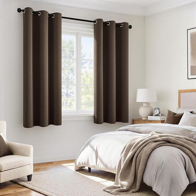 MIULEE Chocolate Brown 100% Blackout Curtains - Image 6