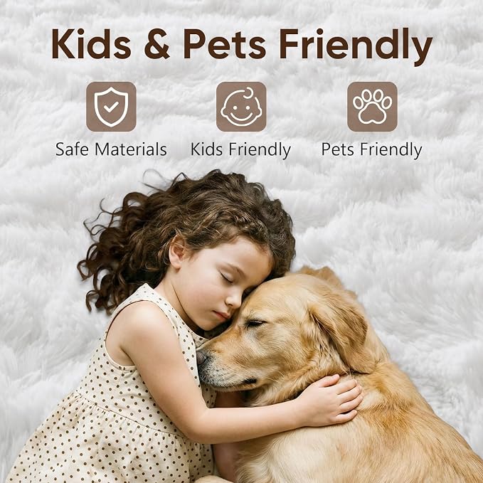 9x12 Extra Large White Fluffy Area Rug Non-Slip - Image 7