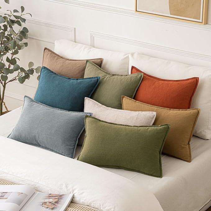 MIULEE Decorative Linen Lumbar Pillow Covers 12x24 Inch Natural Beige | Boho - Image 5