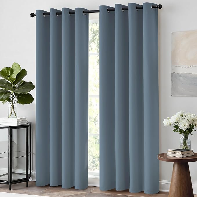 Yakamok Room Darkening Curtains 52x84 inch Length Stone Blue-Living Room | 2 - Image 2