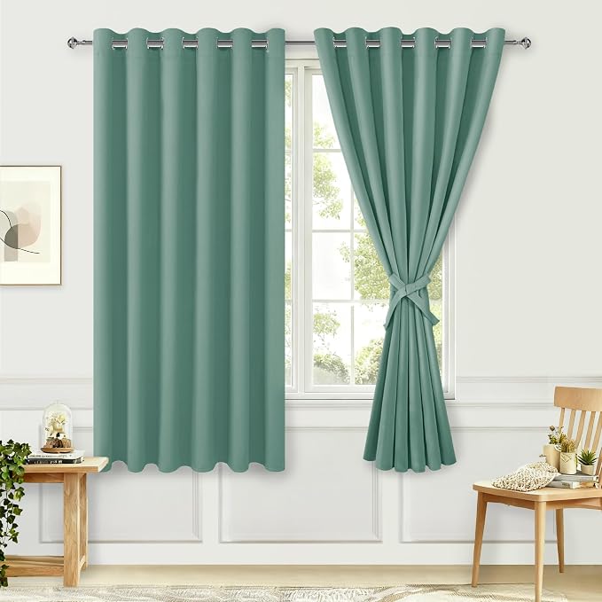 Blackout Curtains for Bedroom, Sage Green, 70 x 63 Inch, 2 Panels | Thermal - Image 8