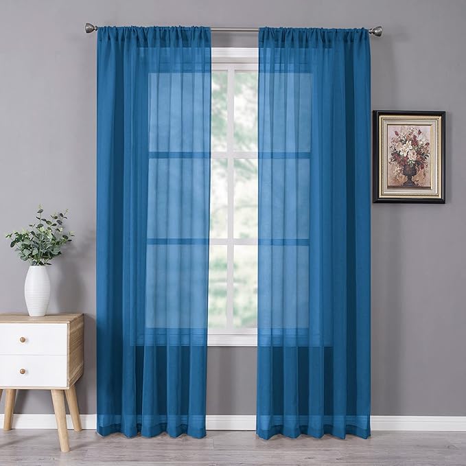 Tollpiz Sheer Curtains Linen Textured Bedroom Curtain Sheers Light Filtering by Tollpiz
