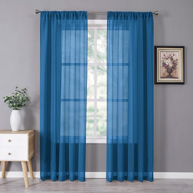 Tollpiz Sheer Curtain Linen Textured Bedroom Curtains Sheer Light Filtering Rod by Tollpiz