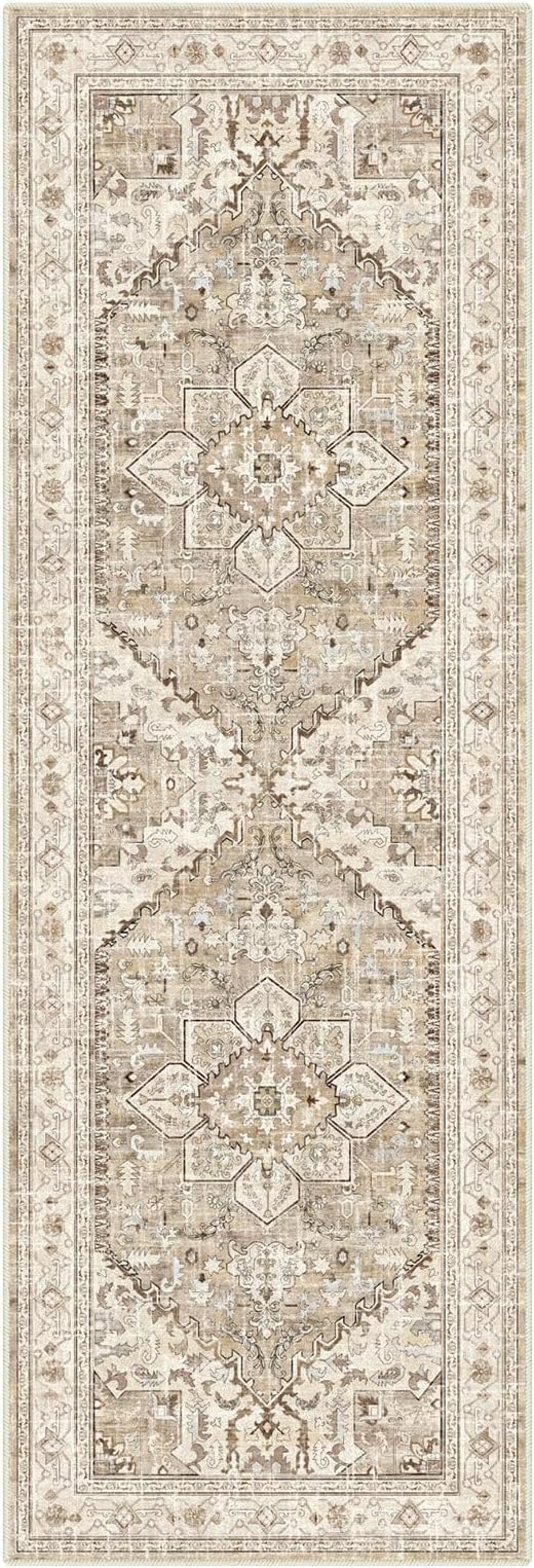 Yamaziot Washable Runner Rug, 2x6 Non-Slip Boho Vintage Hallway Kitchen Rug | - Image 2