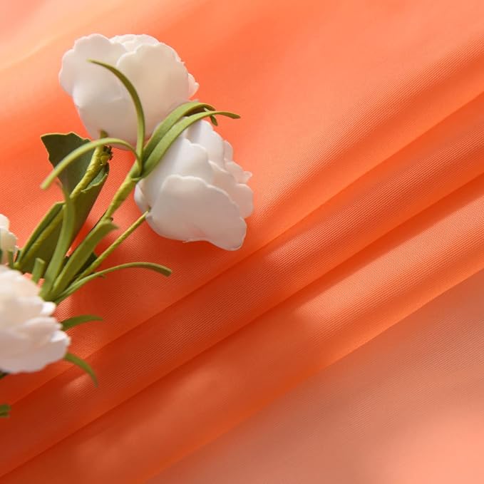 SpaceDresser Basic Rod Pocket Sheer Voile Window Curtain Panels Jaffa Orange 1 - Image 5