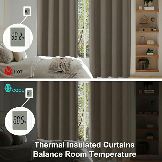 Simplebrand Ava Latte Short 36 Inches Blackout Curtain 2 Panels Set, Half - Image 6