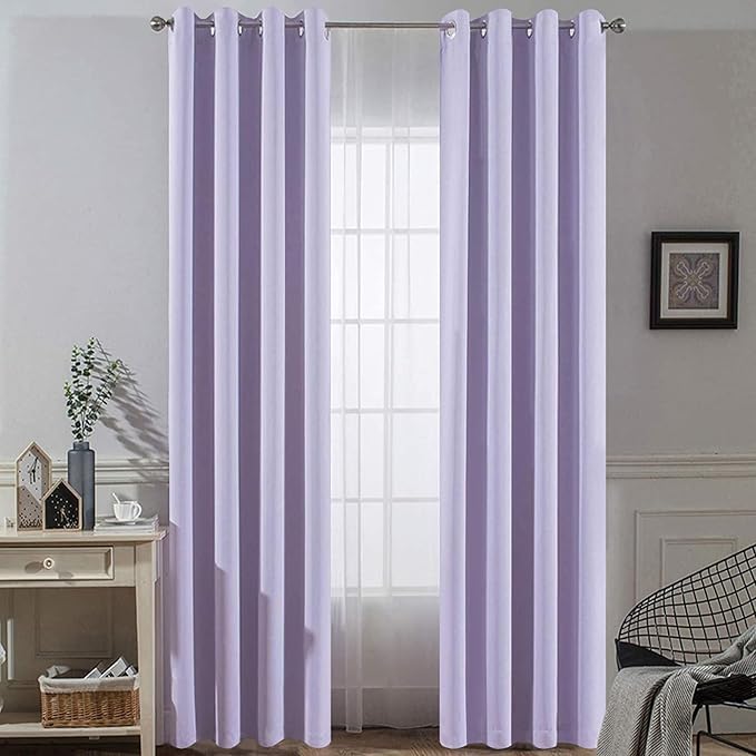 Yakamok Room Darkening Curtains 52x90 inch Length Lilac-Living Room | 2 panels by Yakamok