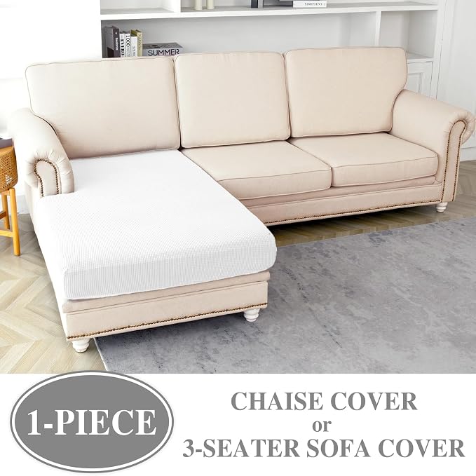 LA MEACK Couch Cushion Cover Chaise Lounge Cover Washable Separate Seat Chaise - Image 2