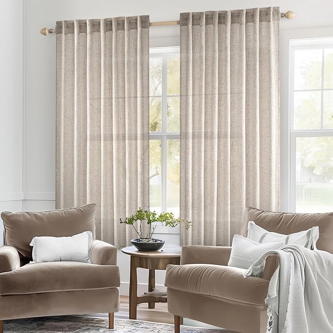 MIULEE Natural Linen Curtains 52x54 Inch Length - Image 2