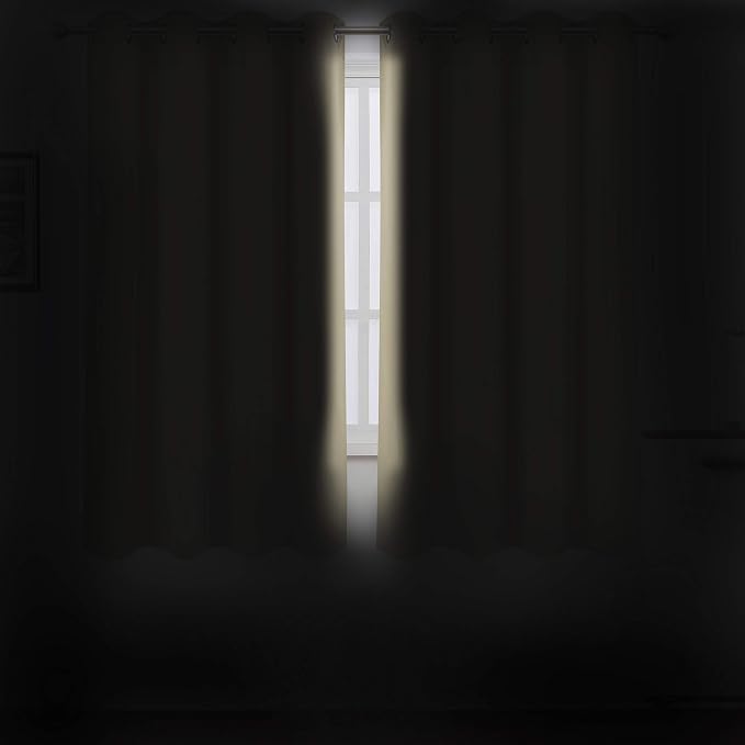 Beige Blackout Curtains 66 x 63 Inch Length/Set of 2 Curtain Panels/Thermal - Image 3