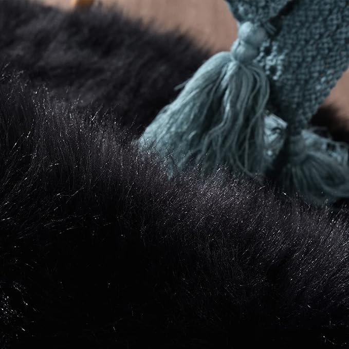 Latepis Black Faux Fur 8'10"x11'10" Area Rug, Soft Plush Faux Fur Sheepskin Rugs - Image 6