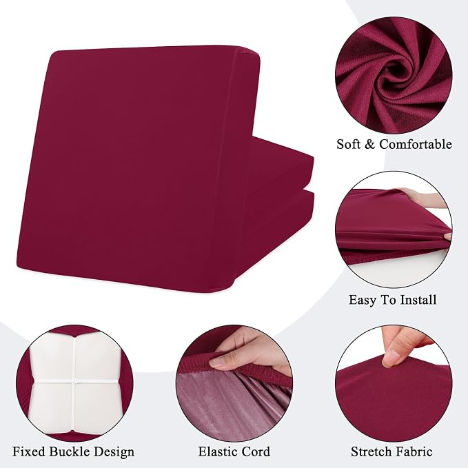 HEBE Outdoor Cushion Covers 12 Pcs, Stretch Patio Sofa Couch Cushion Cover | - Image 2